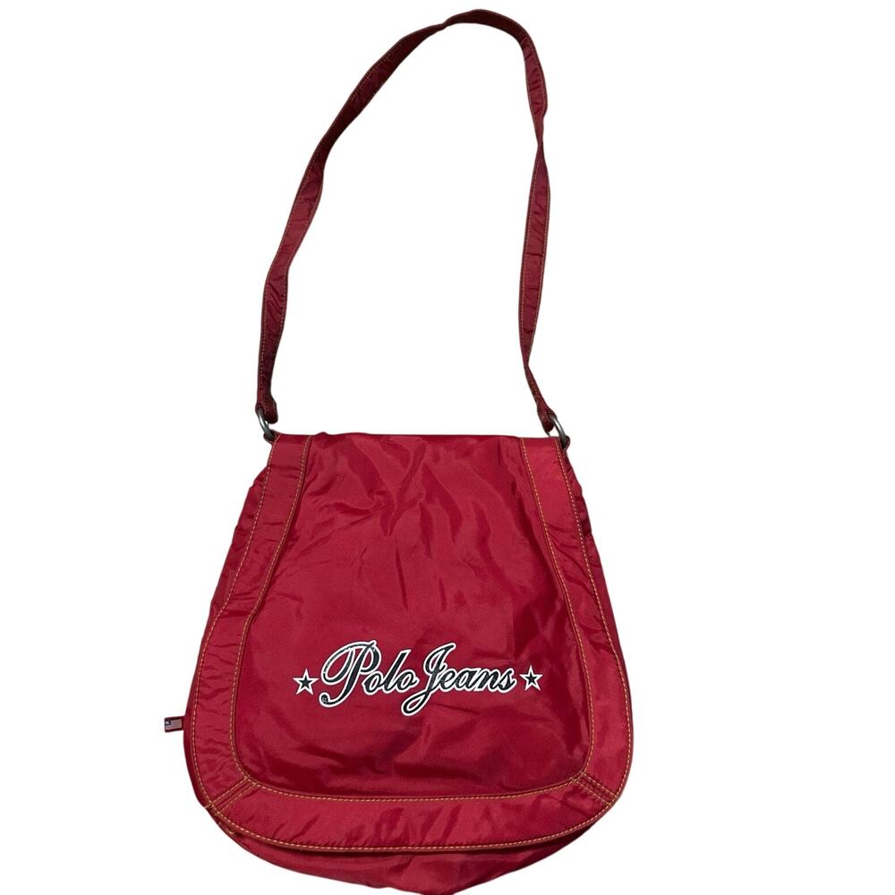 Vintage Polo Jeans Co.  Ralph Lauren Nylon Red shoulder cross body bag w/logo.